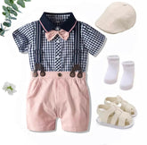 Venice Set - Baby Boy Summer Suit , Blue & Pink.